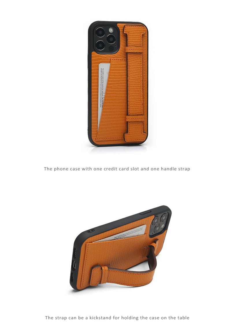 Funda para iPhone con correa y tarjetero