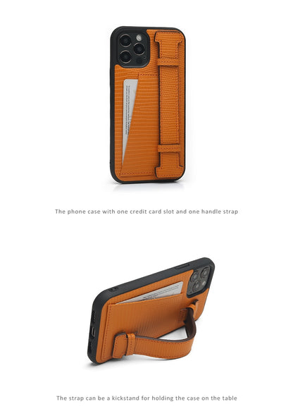 Funda para iPhone con correa y tarjetero